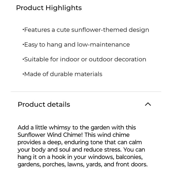 Trueliving Indoor Outdoor Multicolor Flower Wind Chime Sunflower Daisy Floral - Picture 8 of 10